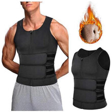 (M) Men Body Shaper Waist Trainer Sauna Vest Double Belt Abdomen Slimming Sweat Vest Fitness Belt