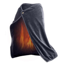(Grey) Usb Electric Heated Blanket Soft Solid Color Winter Warm Shawl For Women Gifts