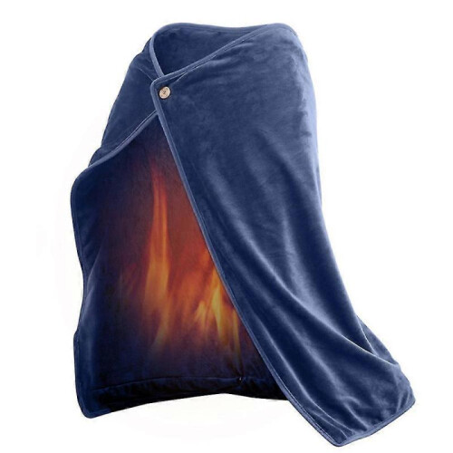 (Navy Blue)Usb Electric Heated Blanket Soft Solid Color Winter Warm Shawl For Women Gifts