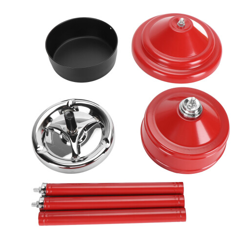 Red Self Cleaning Floor Ashtray Detachable & Adjustable Height with Lid 2