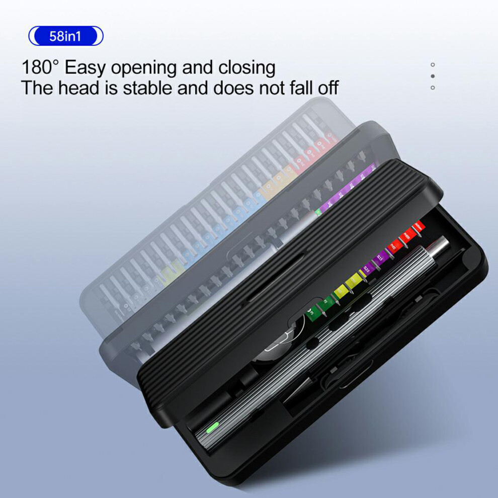 58-in-1 Electric Screwdriver Kit with 50 Bits, LED, Rechargeable, Gray-image-OPC-PJ9XSSN-NEW