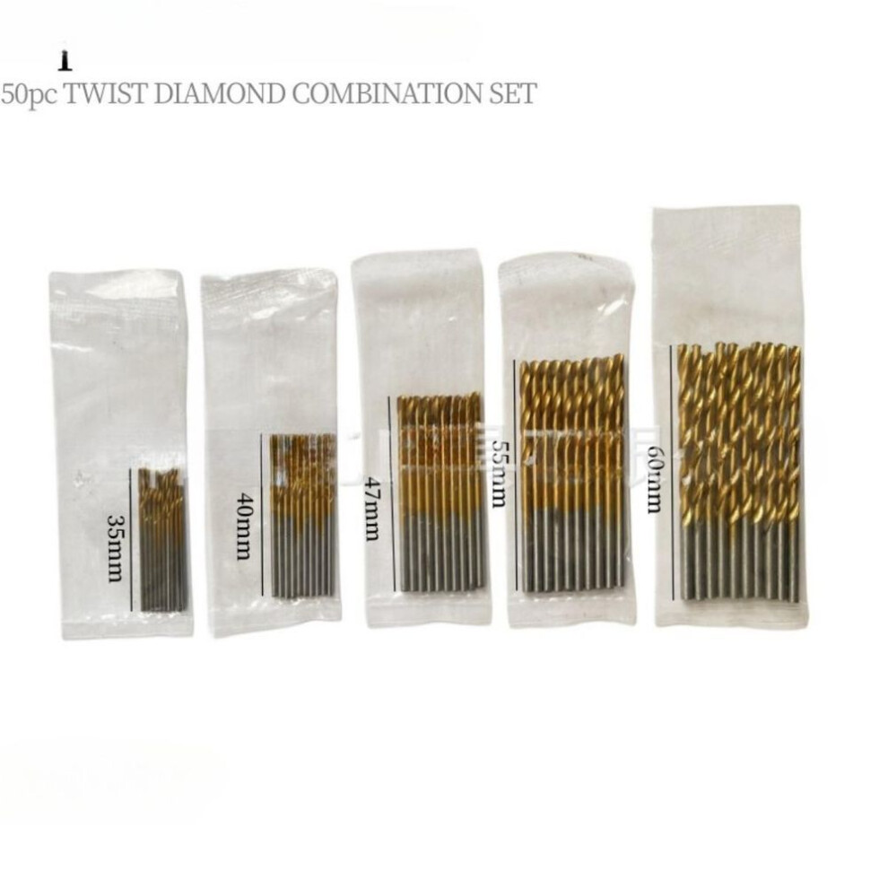 Titanium Coated Hss Drill Bit Set 50 Pieces - Multi-functional Power Tool Accessories For Diy And Home Projects, Bag Packed