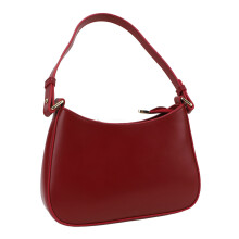 Bolso retro de axila rojo de cuero PU con tapa pequeña