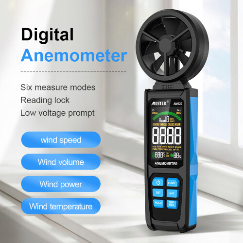 Anemómetro digital 3xAAA, 252x84x33mm LCD en color 2
