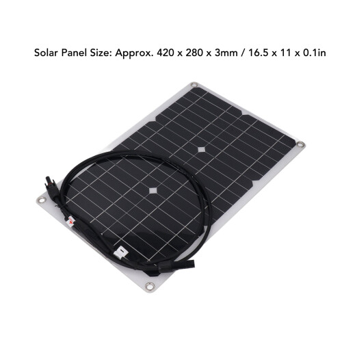 20W 18V flexibles Monokristall-Panel 420x280x3mm Schwarz 1