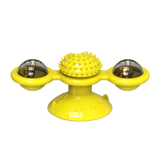 Windmill Cat Toy Rotating Interactive Wall Door Yellow 69x75x158mm 1