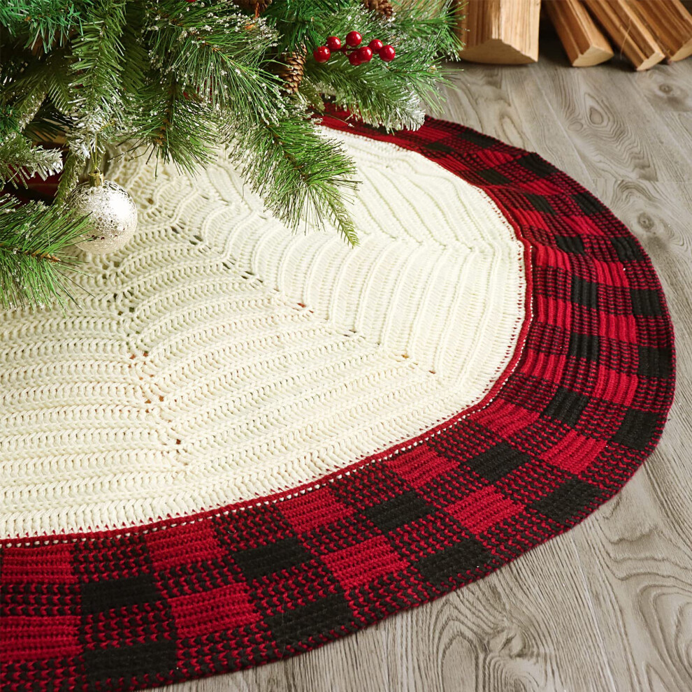 (Diameter 122CM/48 inches) Christmas decoration knitted tree skirt Christmas tree skirt tree bottom apron Christmas tree skirt decorations-image-OPC-PJ9Y9XG-NEW