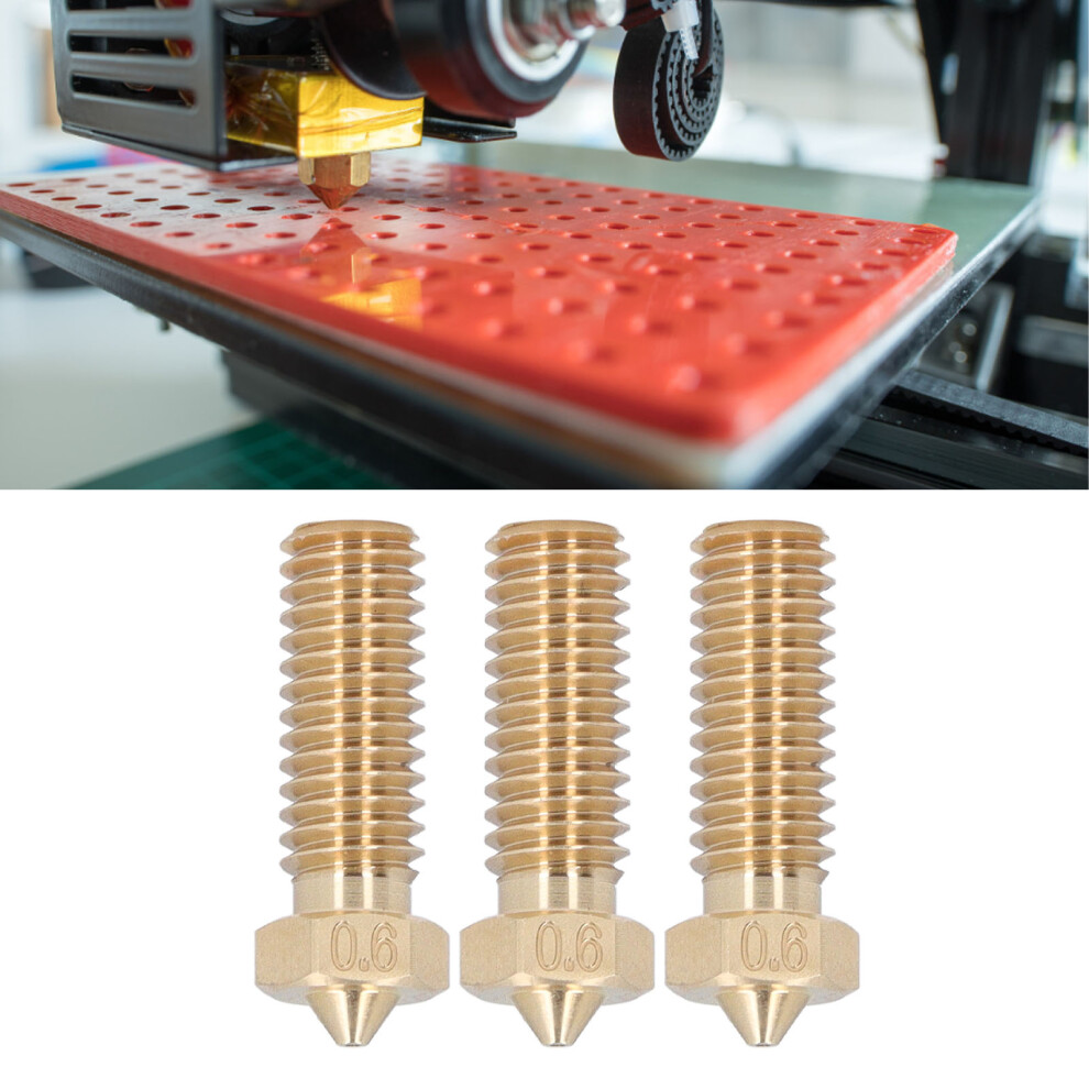 3Pcs Brass Volcano Nozzle Kit For 3D Printer 1.75Mm 0.6Mm 9301331596905