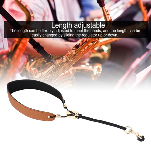 Correa para saxofón con gancho, 39 cm/15.4 in, marrón 2