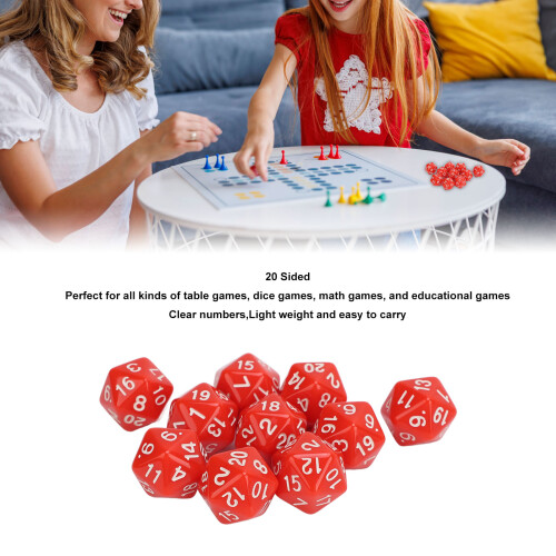Lightweight 10PC Red Polyhedral Dice Set 20 Sided for Tabletop RPG Gaming 2