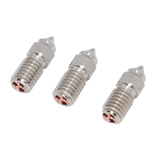 3Pcs 3D Printer Nozzles M6 Copper Plated CHT High Speed 0.4mm Replacement Set
