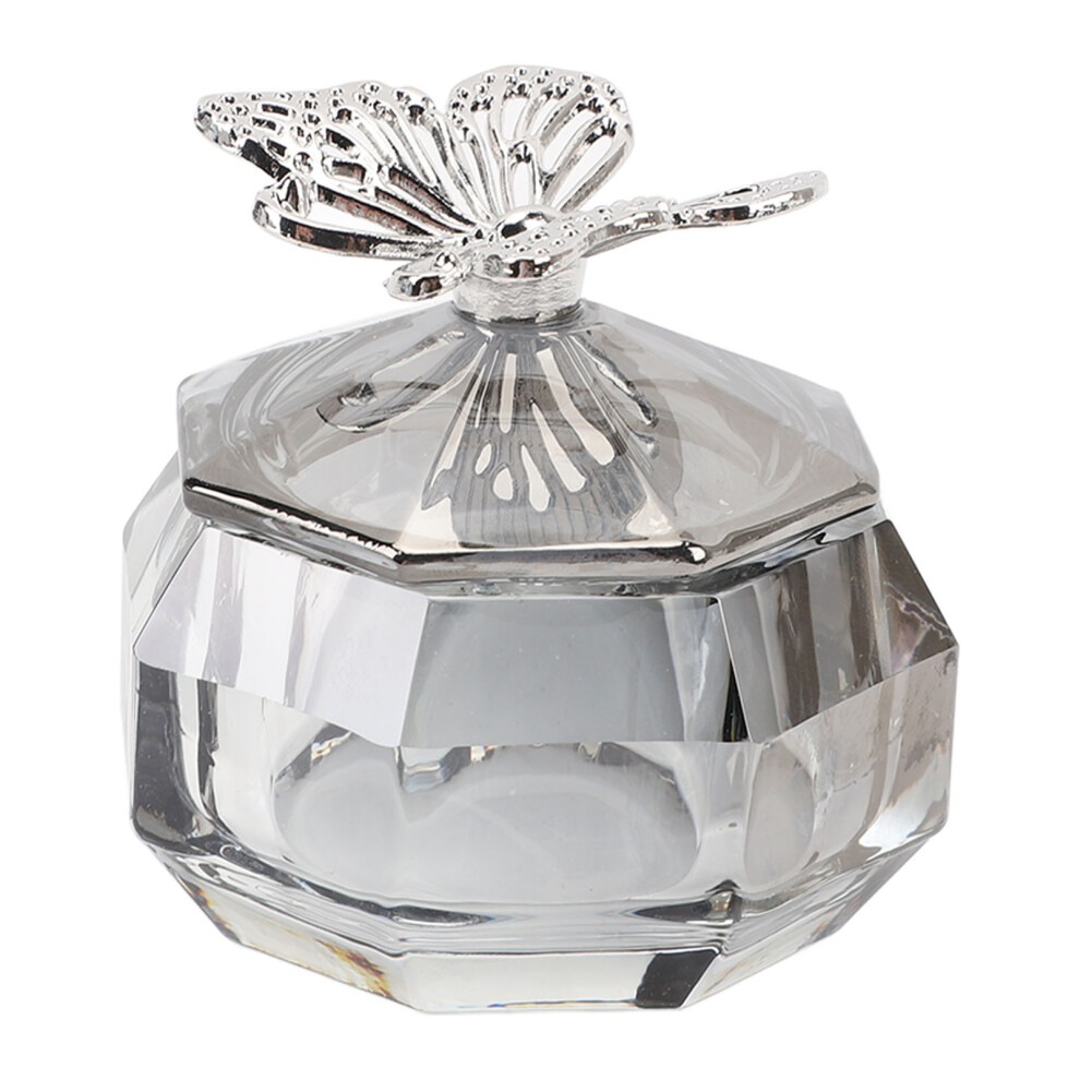 Large Capacity Transparent Glass Nail Art Dappen Dish with Alloy Lid