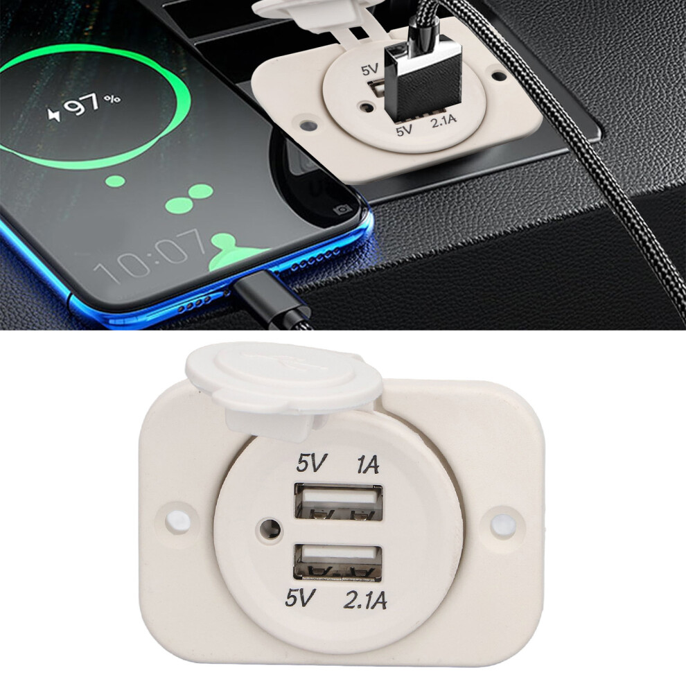 Dual Usb Car Charger Dc12â24V 2.1A/1A Led For Motorcycle Boat Blue 7901331619400