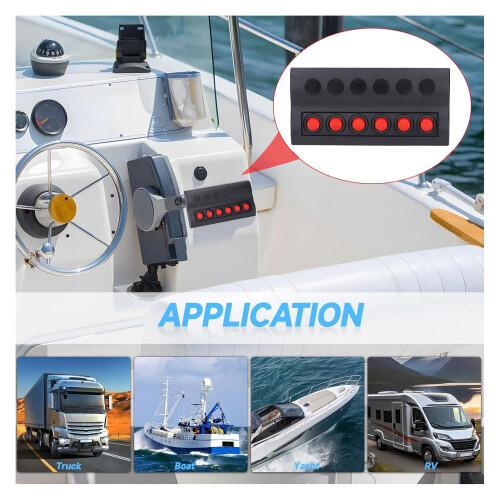 Panneau d'interrupteurs étanche marine 6 postes DC12V IP65 2