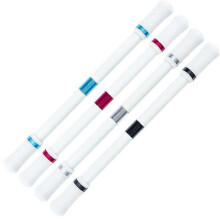 (White) Pen Spinner Exercise Flexible Fingers Professional Rubber Black Samurai Spinning Pen (1set (4pcs))