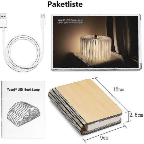 Wooden Book Lamp, Folding Book Lamp Decoration, Warm White 1