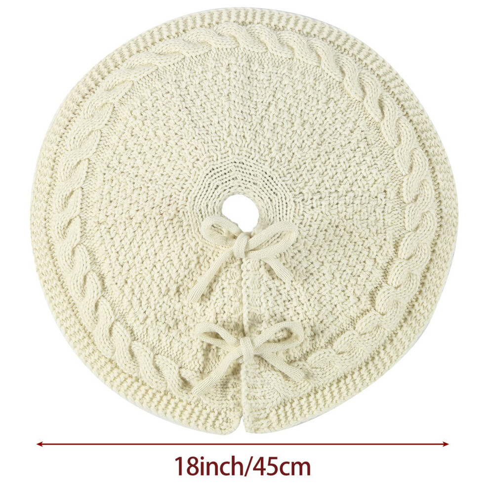 (Diameter 45CM/18 inches) Christmas knitted tree skirt milky white knitted Christmas tree apron Christmas decorations festive atmosphere-image-OPC-PJ9YHFG-NEW