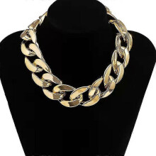 (gold) 1pc Chain Necklace Iron Long Clavicle Geometric Chain Punk Gold Plated Unisex Jewelry Decoration