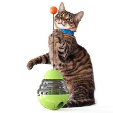 (green) Dog Food Treat Dispenser Toy Tumbler Funny Cat Stick Duty Cat