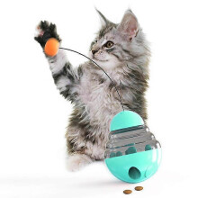 (Blue) Dog Food Treat Dispenser Toy Tumbler Funny Cat Stick Duty Cat