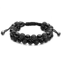 Men Women 8mm Lava Rock Stone Aromatherapy Essential Oil Diffuser Bracelet Braided Rope Natural Stone Yoga Beads Bracelets