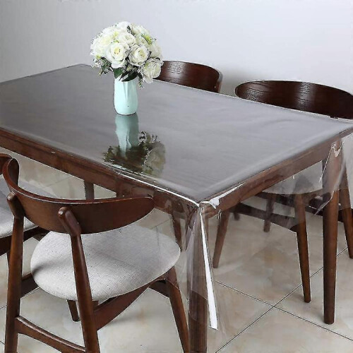 (137x198cm) Clear Vinyl Tablecloth Protector Waterproof/ Oil-proof Plastic Square Transparent Sheet Table 1