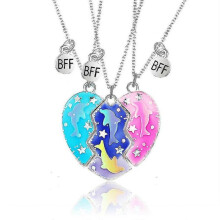 3 Pcs/set Best Friends Dolphin Necklace Split Heart Puzzle Pendant Necklace