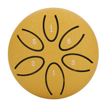 Steel Tongue Drum 3in 6 Tones with Drumstick – Gold, Mini Handpan
