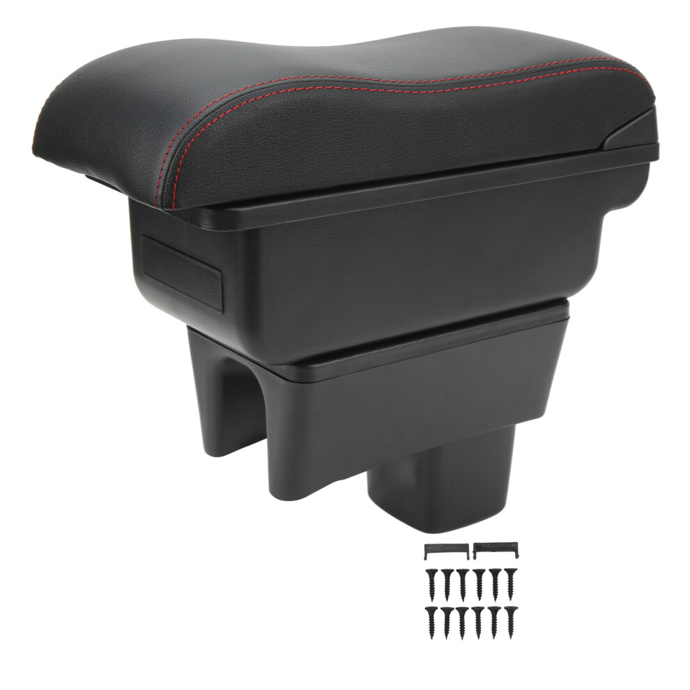 Car Console Armrest Box Large Capacity Smooth Black/Red 9121376080975
