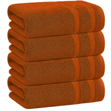 4 X Large Jumbo Bath Sheet Towels 100% Egyptian Cotton Big Bath Towels Set (Orange)