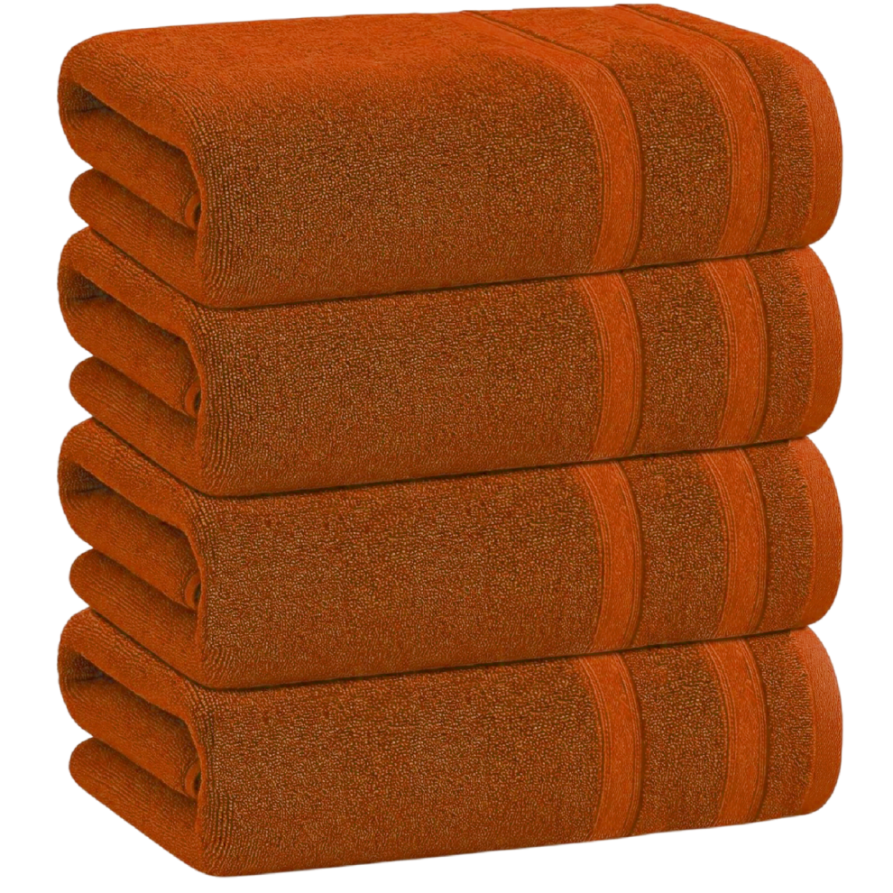 Towelbay 4 X Large Jumbo Bath Sheet Towels 100% Egyptian Cotton Big Bath Towels Set (Orange)