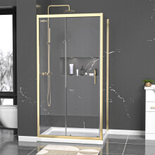 Nes Home 1000 x 700mm Shower Enclosure Sliding Door & Side Panel Brushed Brass