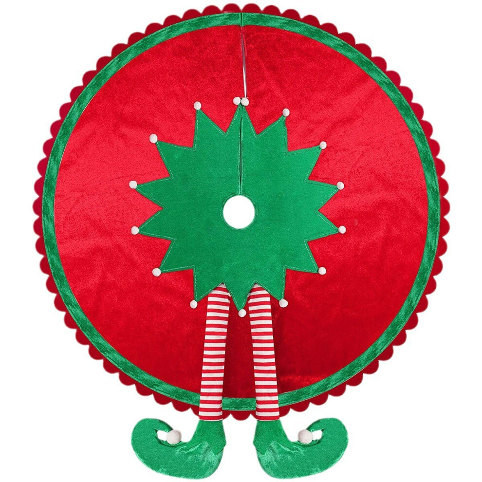 (Elf Tree Skirt) Christmas 60-inch tree skirt knitted Christmas tree decoration apron small size Christmas skirt festive atmosphere-image-OPC-PJ9YRRM-NEW