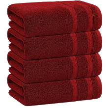 4 X Large Jumbo Bath Sheet Towels 100% Egyptian Cotton Big Bath Towels Set (Red)