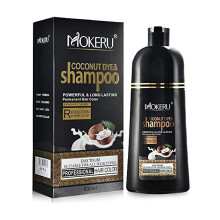 Mokeru Coconut Dye & Shampoo Permanent Hair Color BLACK 500ml | Powerful & Long-Lasting Grey Coverage | Ammonia-Free | Natural Shine & Softness