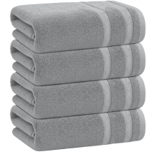 4 X Large Jumbo Bath Sheet Towels 100% Egyptian Cotton Big Bath Towels Set (Silver)