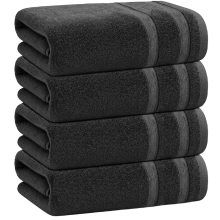 4 X Large Jumbo Bath Sheet Towels 100% Egyptian Cotton Big Bath Towels Set (Black)