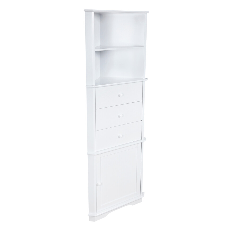 Storage Cabinet corner unit with 2 open Shelves 1 Door and 3 Drawers