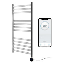 (500mm W x 800mm H ) Electric Boston Heated Towel Rail Smart WiFi Controlled Stainless Steel Flat 7 Day Programmable Timer App Compatibility