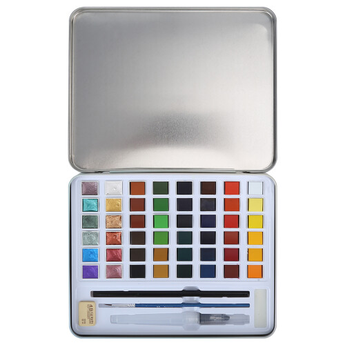 Watercolor Paint Set 48 Color Suit Solid Block Tin 2