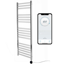 (600mm W x 1200mm H ) Electric Boston Heated Towel Rail Smart WiFi Controlled Stainless Steel Flat 7 Day Programmable Timer App Compatibility