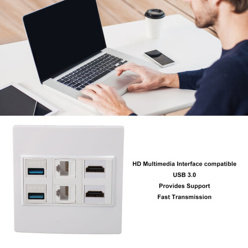 Plaque murale à 6 ports 5 Gbit/s 4K60 HDMI USB 3.0 2