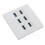 Piastra murale USB 3.0 a 6 porte 5 Gbps, 86x86mm, ABS 14