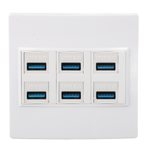 Piastra murale USB 3.0 a 6 porte 5 Gbps, 86x86mm, ABS