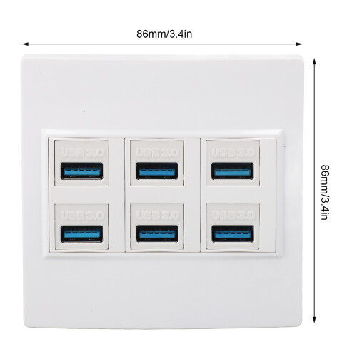 Piastra murale USB 3.0 a 6 porte 5 Gbps, 86x86mm, ABS 1