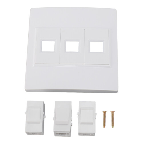 Placa de pared Ethernet Cat 6 3-Port 86x86mm ABS 2
