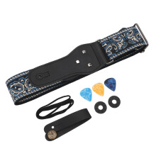 Vintage Stickerei Blauer Gitarrengurt Verstellbar Breit für Akustik- und E-Gitarren