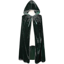 (150cm-dark green)Velvet Hooded Cape Unisex Halloween Cloak Devil   Wizard Halloween Christmas  _y