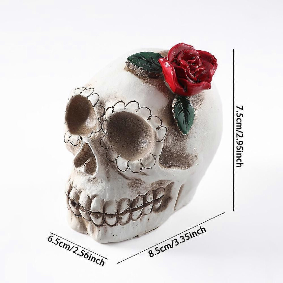 (Kaki foncé) Tête de squelette de crâne d'Halloween, bras humains réalistes pour fête d'Halloween, maison