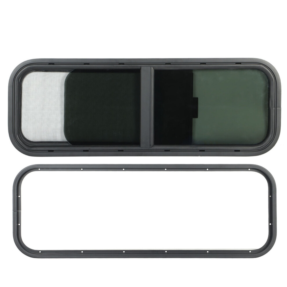 900X300mm Round Angle Sliding Rv Window Black 9121376083853